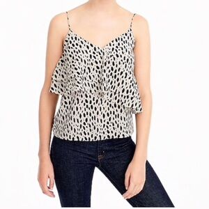 J. CREW Silk Ruffle Cami Leopard Print EUC Size 6